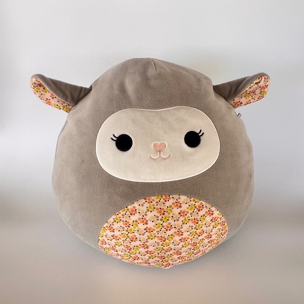 Squishmallows Elea the Lamb Kids Large Grey Good Floral Pattern Plush Toy